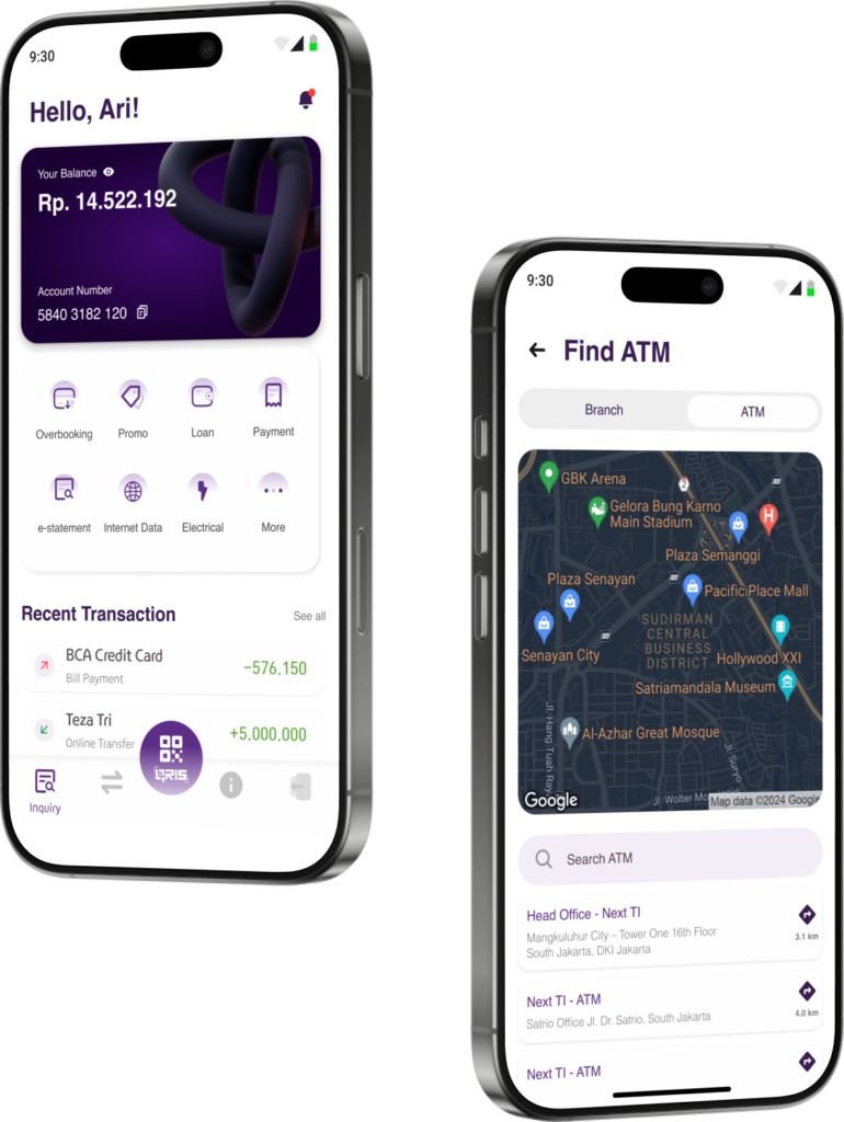 Mobile banking app screens